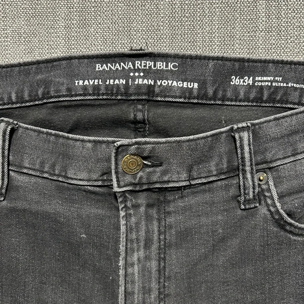 Banana Republic Travel Jean Mens 36x34 Black Skinny Fit Stretch Denim Pants